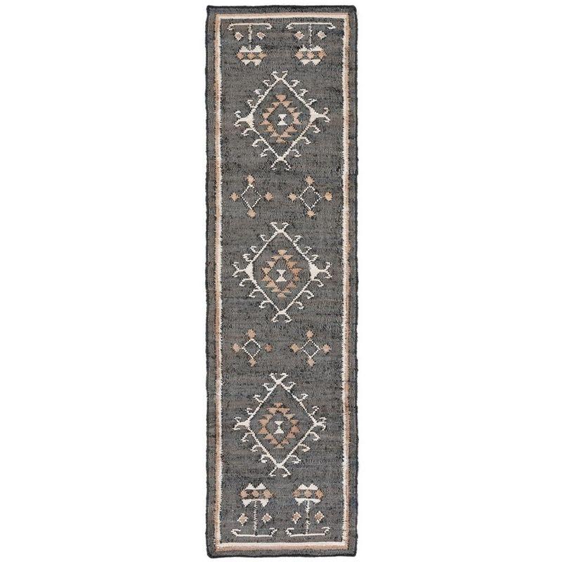 Kilim KLM762 Hand Woven Runners - Black/Ivory - 2'3"x11' - Safavieh