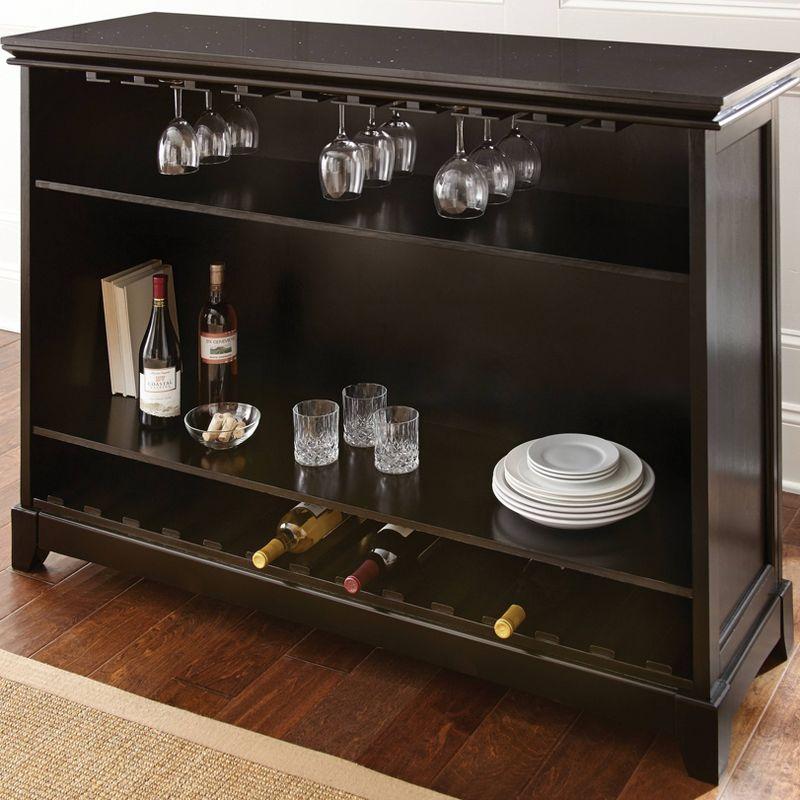 Steve Silver Co. Garcia Counter Height Bar Black: Laminate Surface, Hardwood Frame, Fixed Shelves