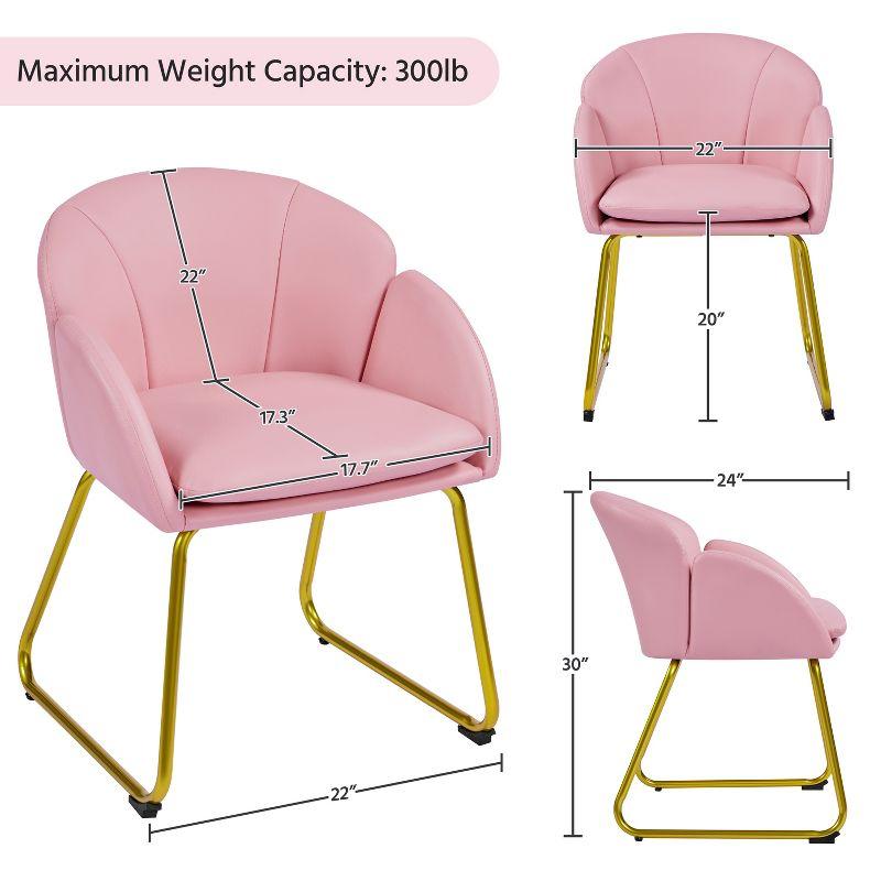 Yaheetech Velvet Armchair Accent Chair with Metal Legs for Living Room/Bedroom, Simple Pink