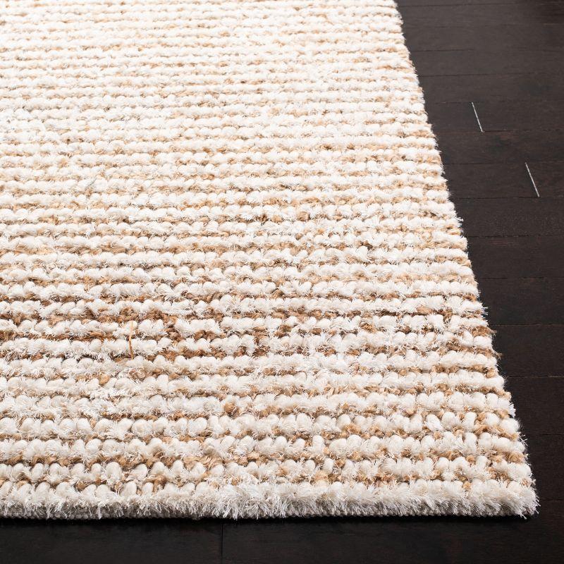 Luxurious Hand-Tufted Shag Wool Area Rug, White Beige, 6' x 9'