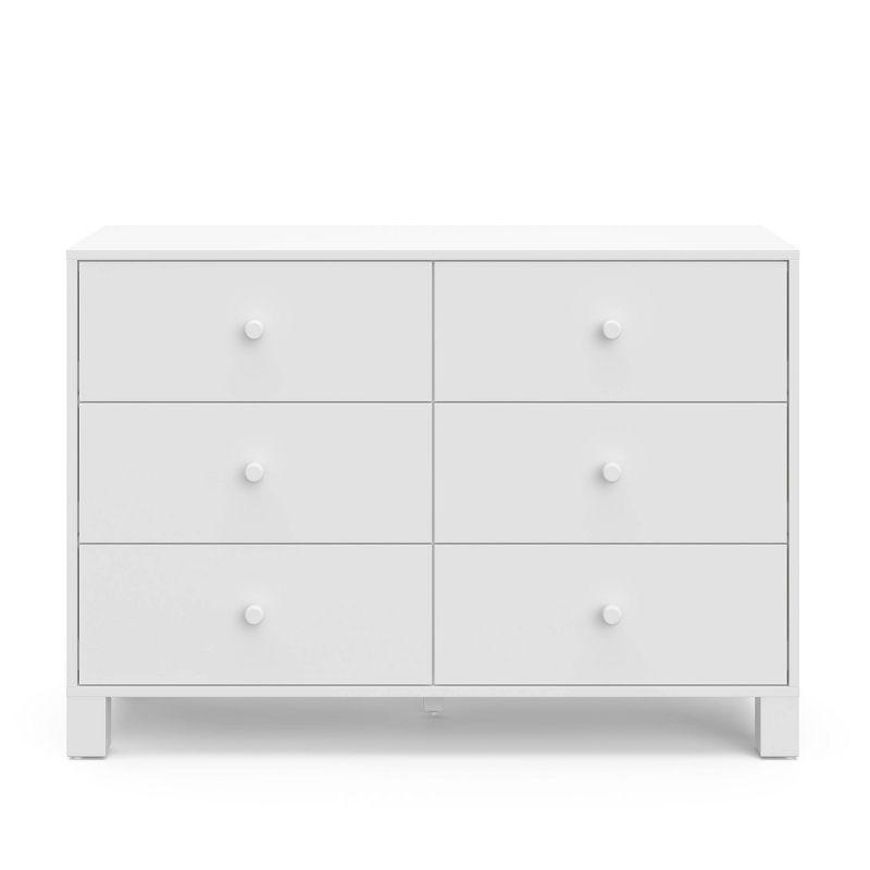 White Wood 6-Drawer Nursery Dresser with Safety Features