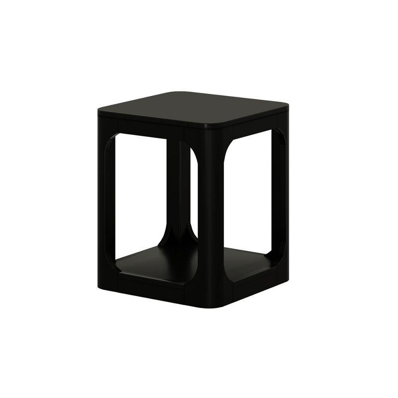 Forma Black Solid Pine Wood Square Side Table with Shelf