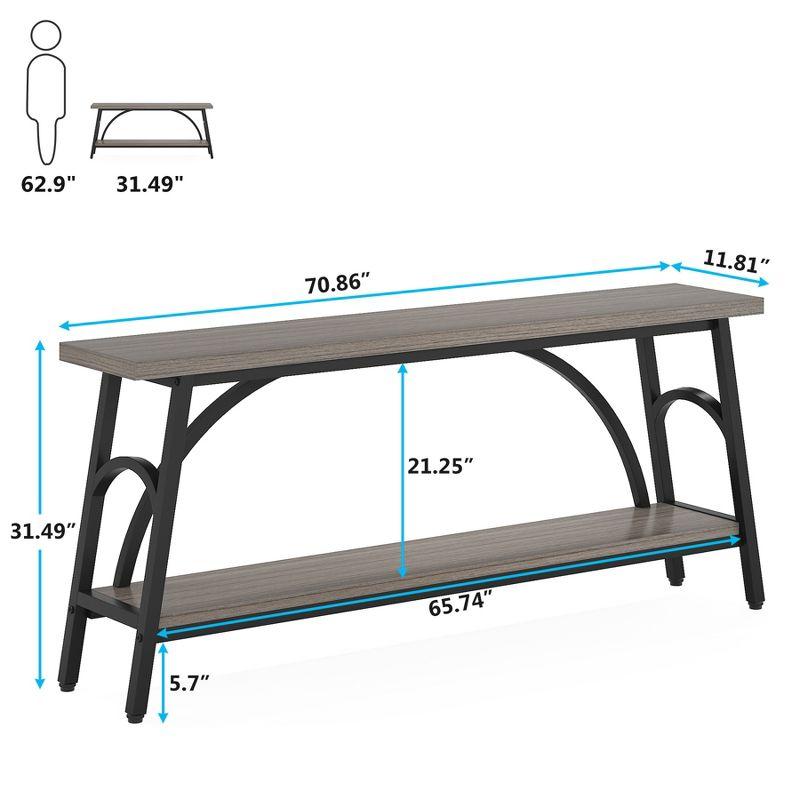 Tribesigns 70.8 inches 2-Tier TV Stand Extra Long Sofa Console Tables, Grey and Black