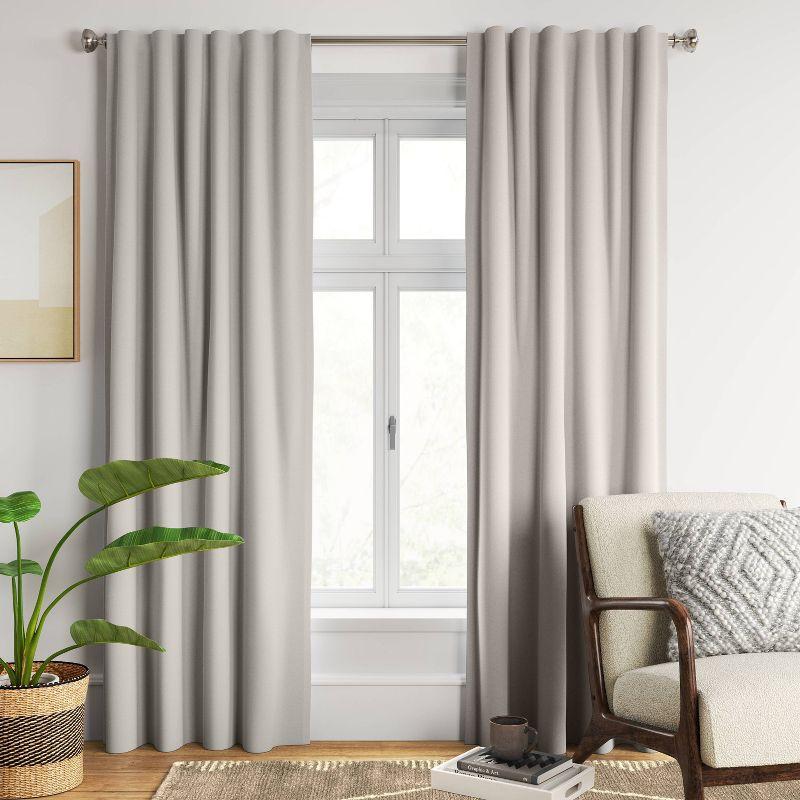 Aruba Gray Blackout Linen Blend Window Curtain Panel