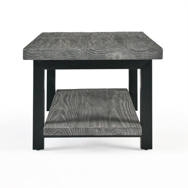 Pomona Slate Gray 47" Reclaimed Pine Wood and Metal Coffee Table