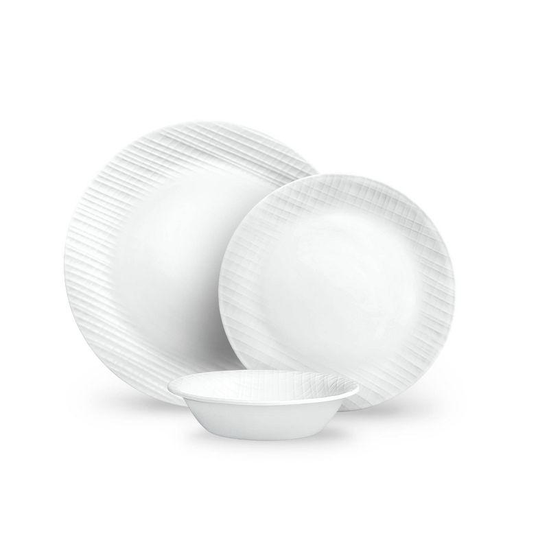 White Vitrelle Glass Dinnerware Set, Service for 6