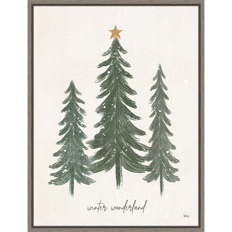 Amanti Art Woodland Christmas Trees by Veronique Charron Canvas Wall Art Print Framed 23 x 30-in.