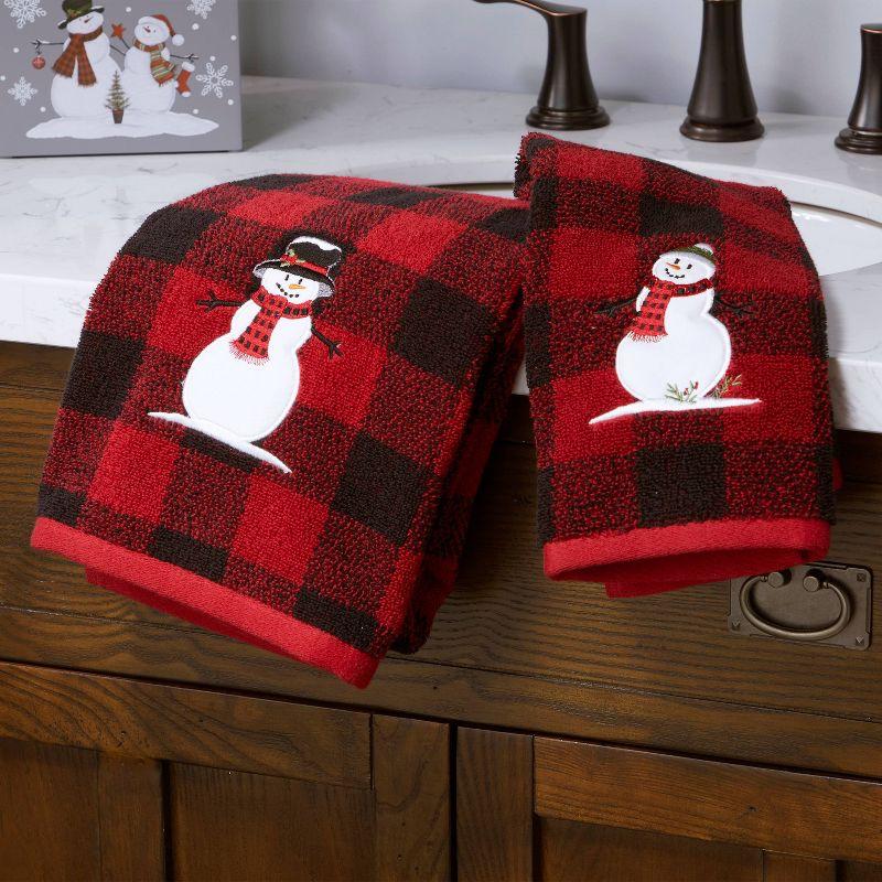 SKL Home 2pc Woodland Winter Hand Towel Set Red : Microfiber, Machine Washable, Non-Slip Backing