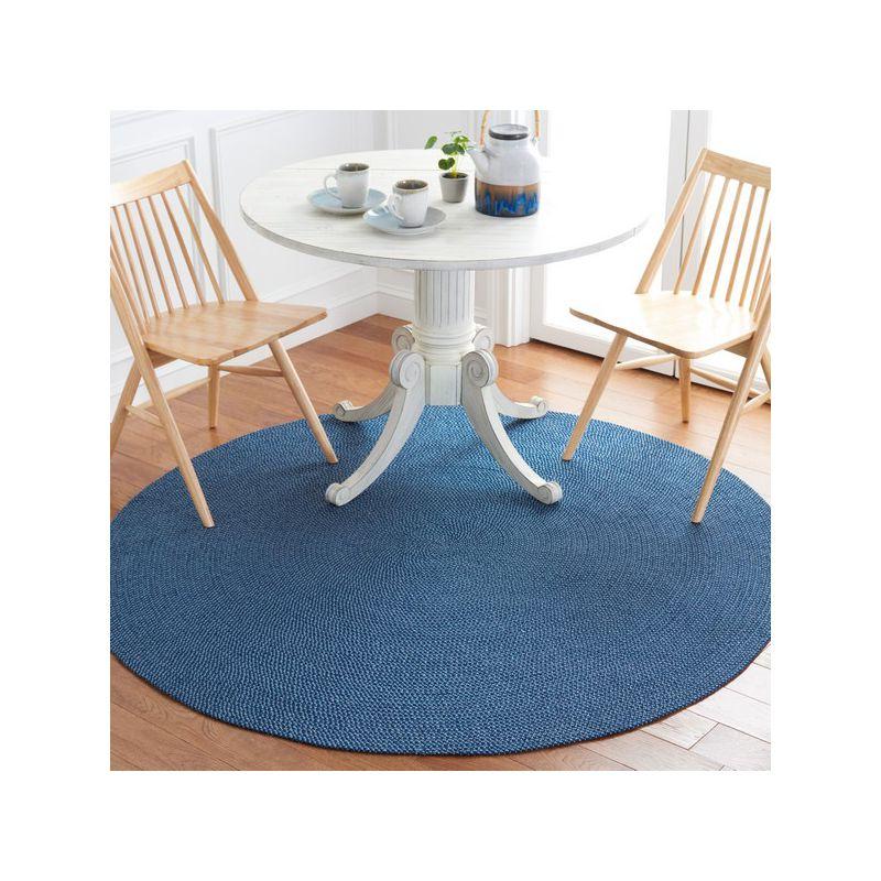 Braided BRD403 Hand Woven Area Rug - Navy - 4' round - Safavieh.