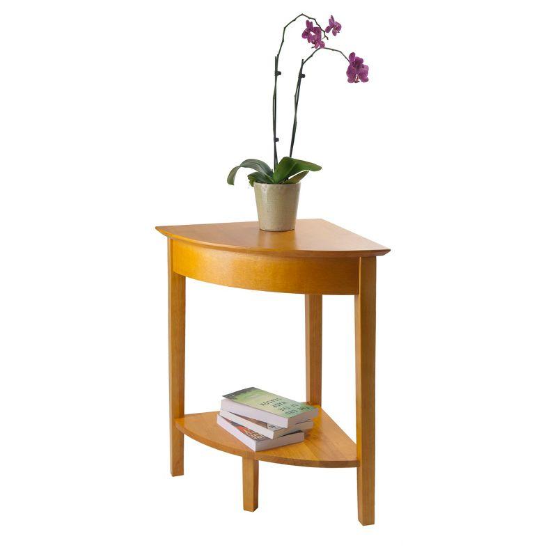 Studio Corner Table Honey - Winsome: Rounded Accent, Shelf Storage, Wood Construction