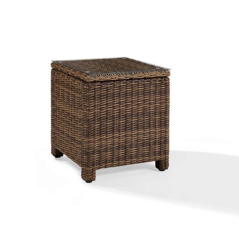 Bradenton Brown Wicker and Glass Outdoor Side Table