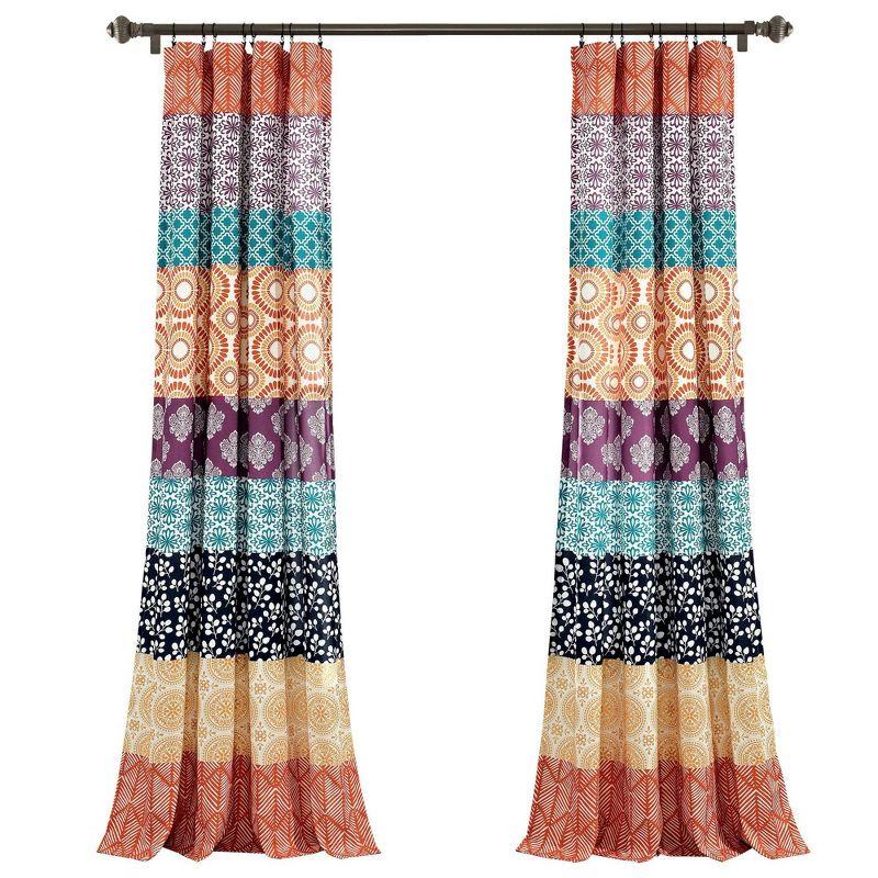 Fuchsia and Orange Bohemian Stripe Light-Filtering Curtain Panels