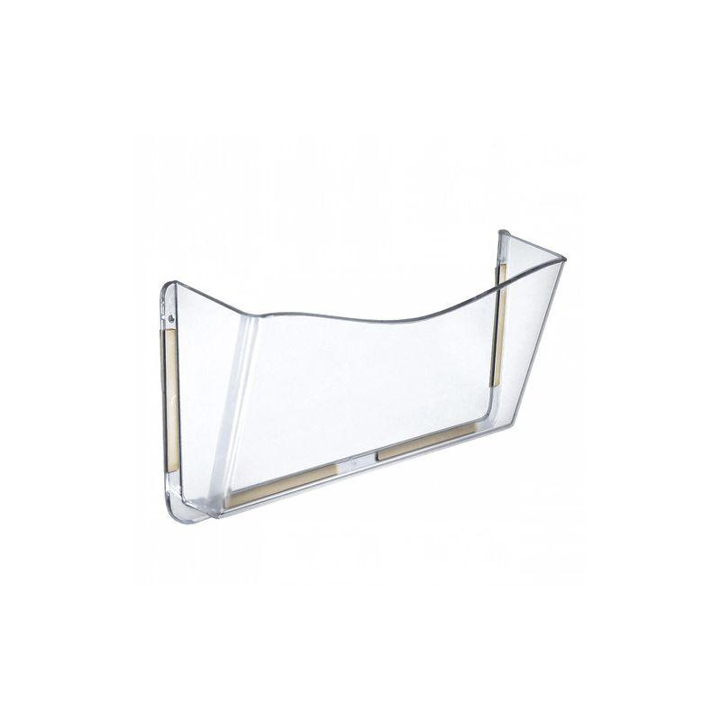 Azar Displays Clear Plastic Wall Mount File Holder with Double Sided Tape, 4-Pack (Set of 4)