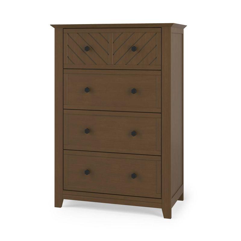 Atwood Modern Chevron 4-Drawer Nursery Chest in Cocoa Bean