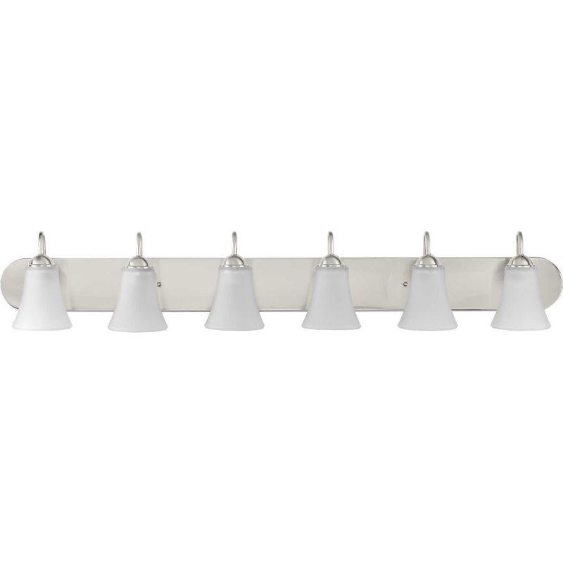 Progress Lighting, Classic Collection, 6-Light Bath, Brushed Nickel, Etched Glass Shades