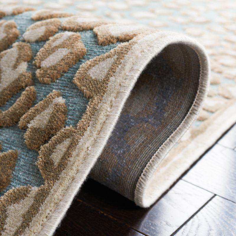 Paradise PAR84 Power Loomed Runner Rug - Stone/Aqua - 2'2"x8' - Safavieh.