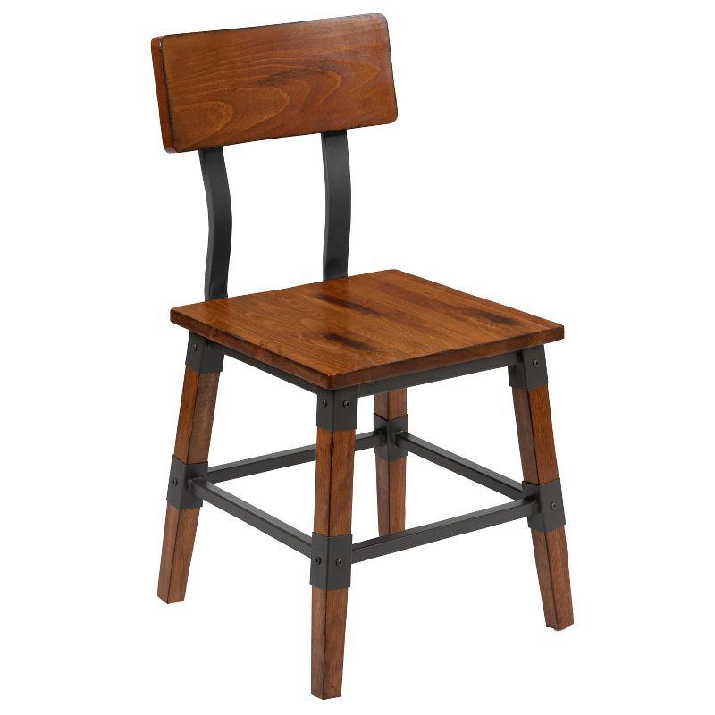 Flash Furniture 4 Pack Rustic Antique Walnut Industrial Wood Dining Chair