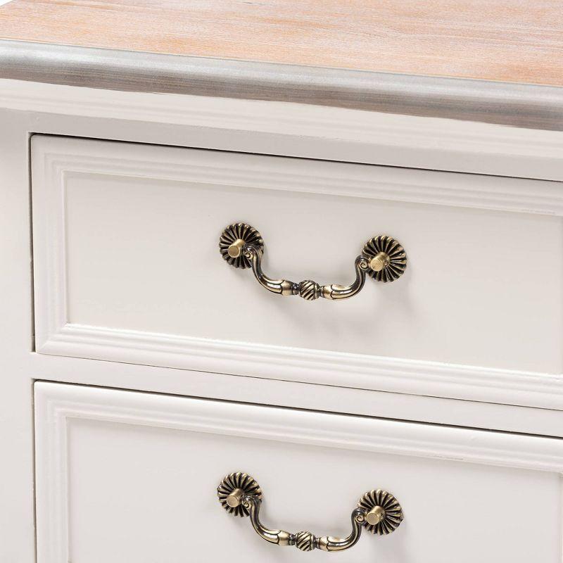 Capucine Two-Tone Natural Whitewashed Oak Finished Wood 3 Drawer Nightstand White - Baxton Studio: Modern Style, Includes Anti-Tip Hardware