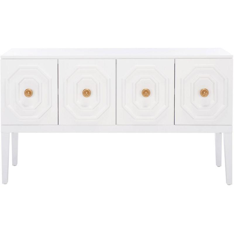 Riya White Mahogany 3-Door Sideboard with Gold Pulls