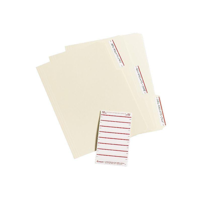 Avery Print or Write File Folder Labels 11/16 x 3 7/16 White/Dark Red Bar 252/Pack 05201