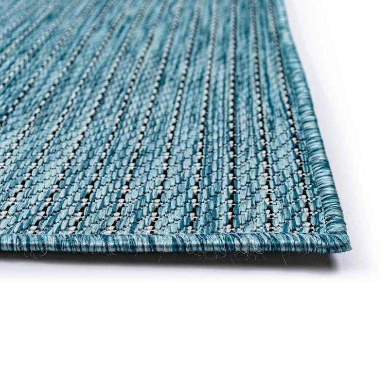 Aqua Stripe Easy-Care Rectangular Indoor/Outdoor Rug 3'9" x 5'7"