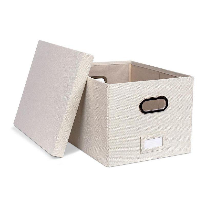 BirdRock Home 1-Pack Collapsible File Storage Organizer with Lid - Cream