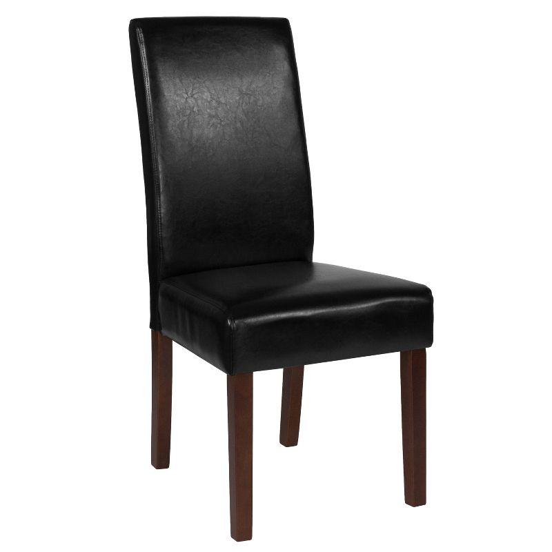 Set of 6 Black LeatherSoft Parsons Dining Chairs with Mahogany Legs