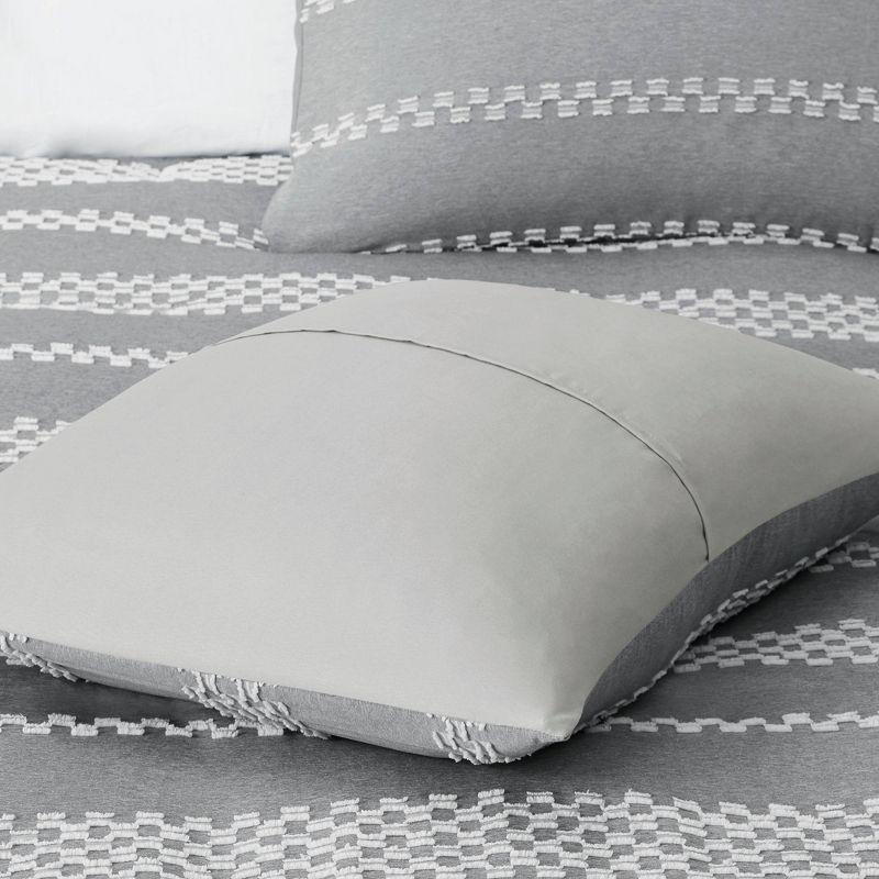 Gray King/Cal King Clipped Jacquard Duvet Cover Set