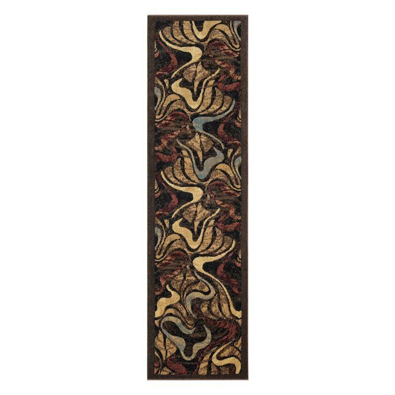 Catalina Picasso Abstract Swirl Red and Brown Runner Rug