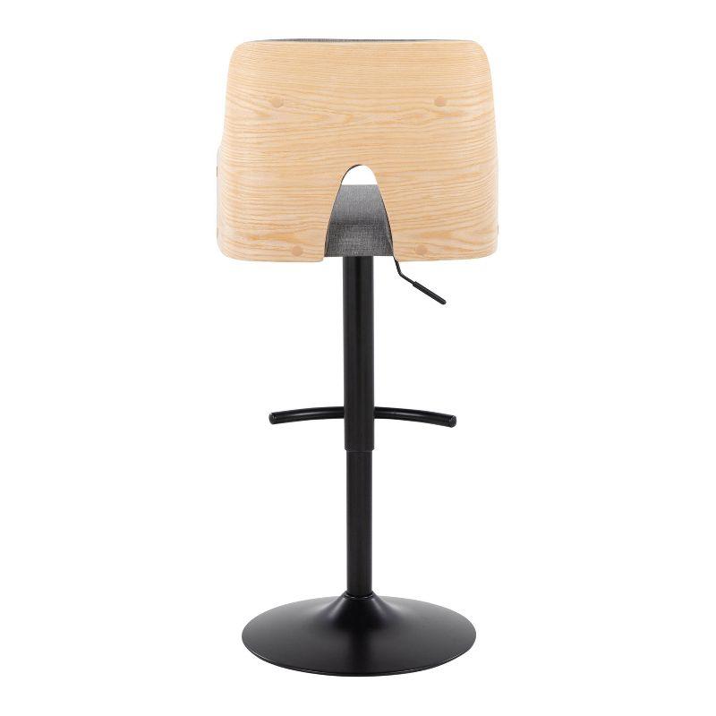 LumiSource Set of 2 Stella Adjustable Swivel Barstools Black/Natural Wood/Light Gray