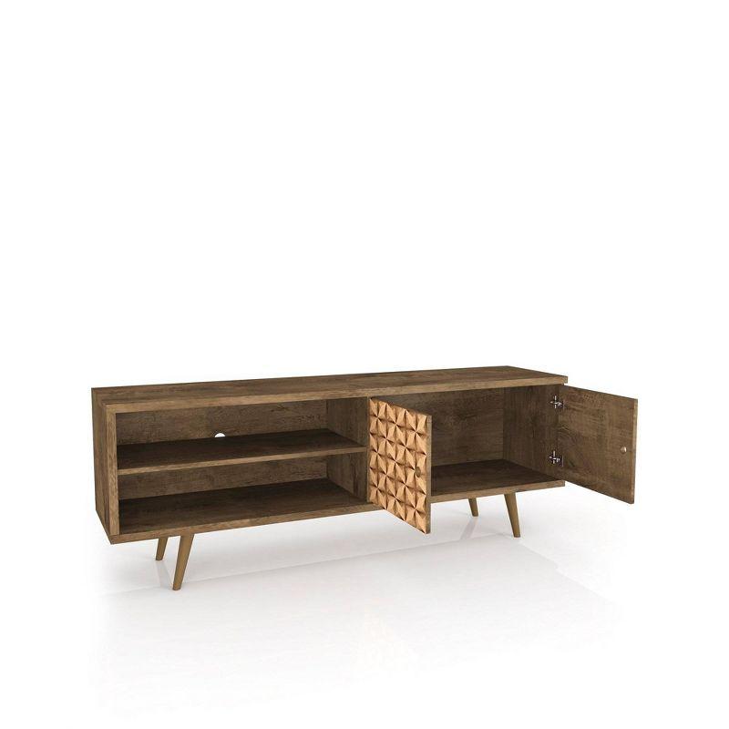 Liberty 2 Shelves and 2 Doors TV Stand for TVs up to 60" 3D Prints Rustic Brown - Manhattan Comfort: Mid-Century Modern Entertainment Center