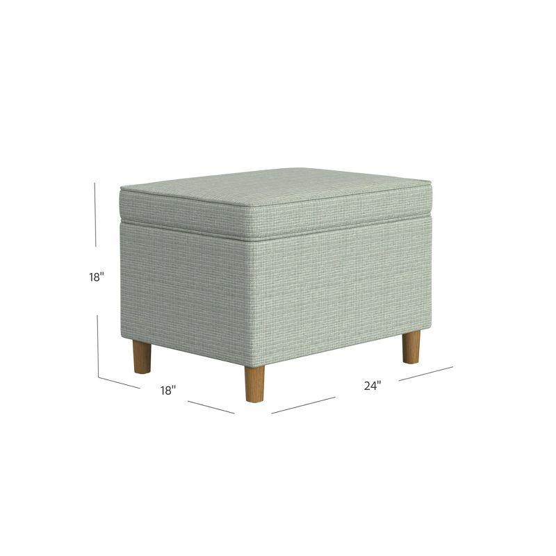 HomePop 24" Dinah Storage Ottoman Sage: Upholstered Footstool, Traditional Rectangle Shape, Spot Clean