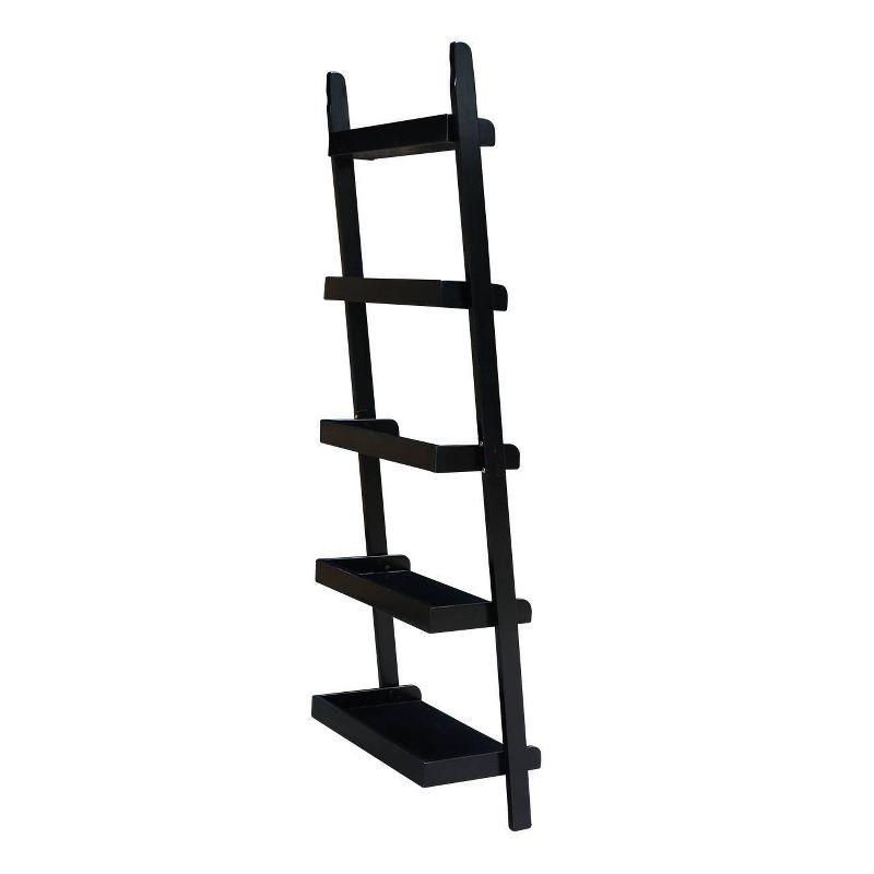 75.5" 5 Tier Solid Wood Leaning Bookshelf - International Concepts