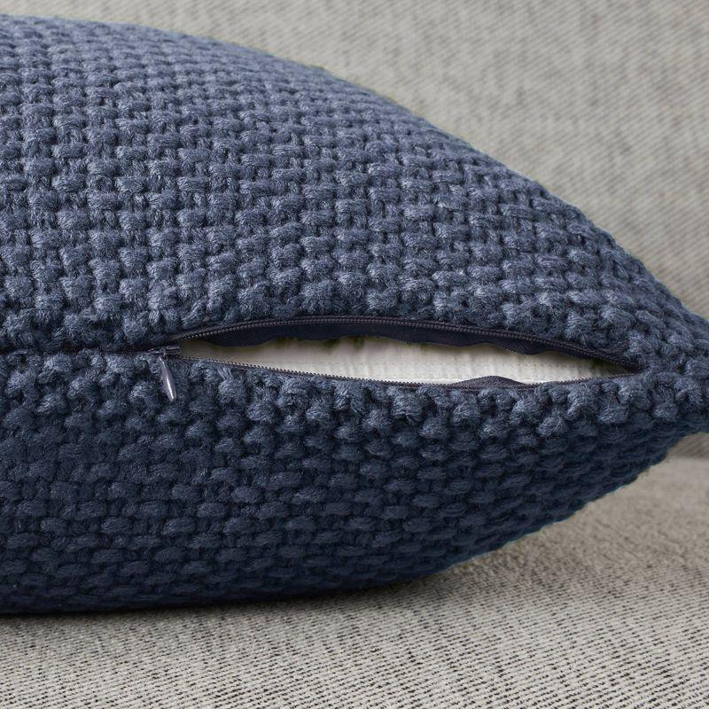 20"x20" Oversize Bree Knit Square Throw Pillow Cover Indigo - Ink+Ivy: Hidden Zipper, Machine Washable