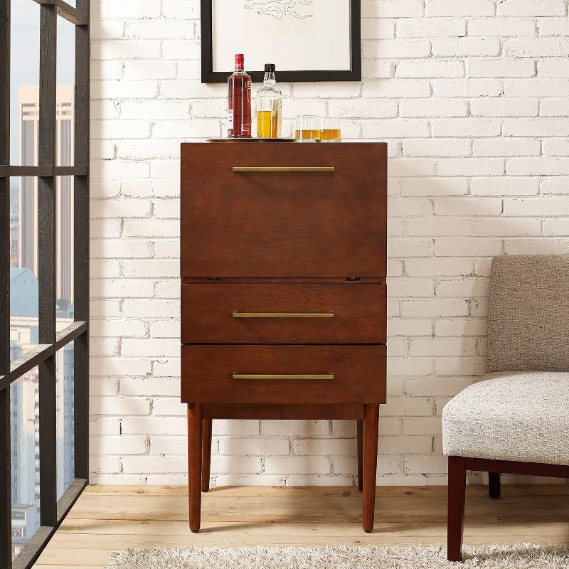 Vintage Mahogany Mid-Century Modern Bar Cabinet with Drawers