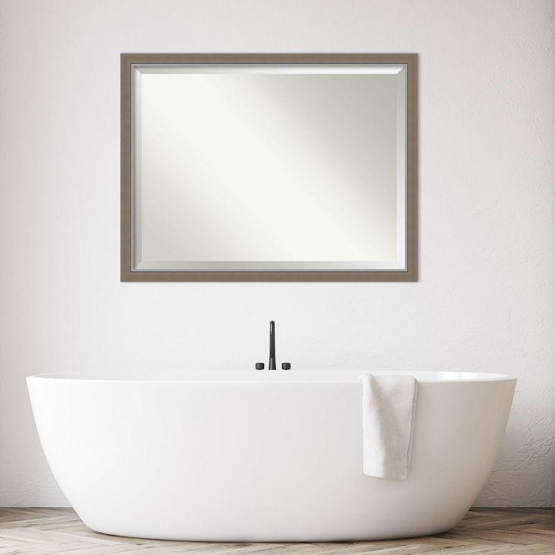 43" x 33" Eva Framed Bathroom Vanity Wall Mirror Brown - Amanti Art: Polystyrene Frame, Beveled Glass, Wall Mount