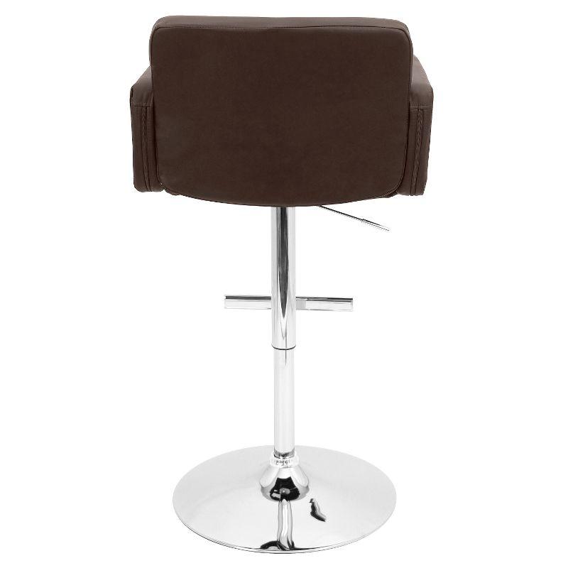 32" Stout Barstool Metal Brown - LumiSource: Upholstered, Swivel, Adjustable Height, Polyurethane Foam