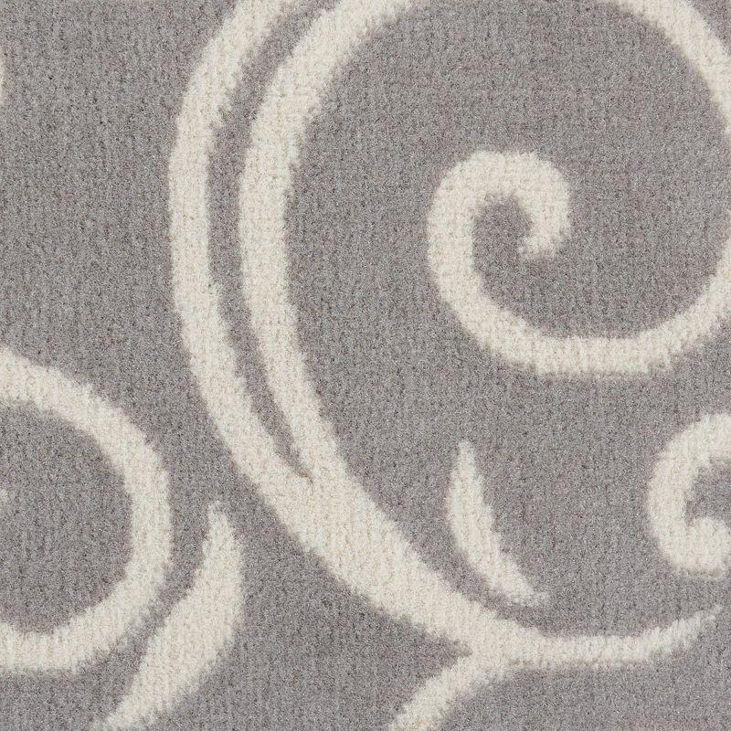 Nourison Grafix 3'9" x 5'9" (4' x 6') Grey Area Rug Bohemian Contemporary Botanical by Nourison