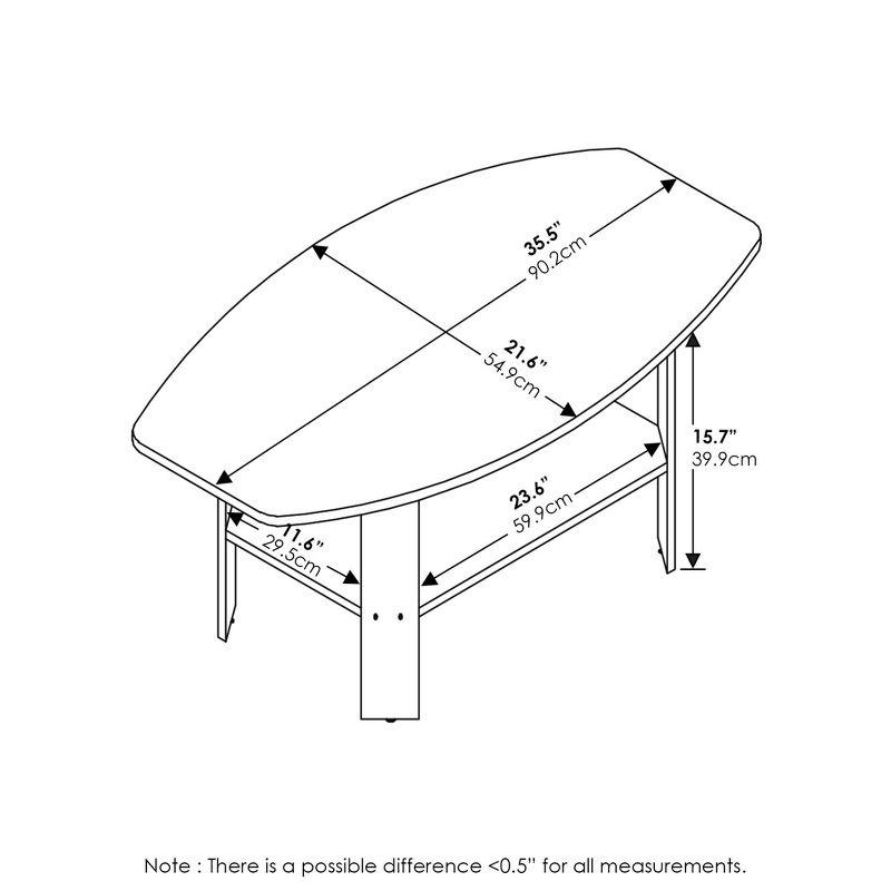 Espresso Rectangular Wood Coffee Table with Storage Shelf