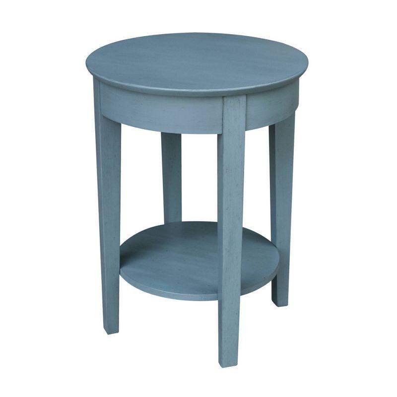 Phillips Antique Rubbed Accent Table with Drawer Ocean Blue - International Concepts: Hardwood Round Side Table with Shelf