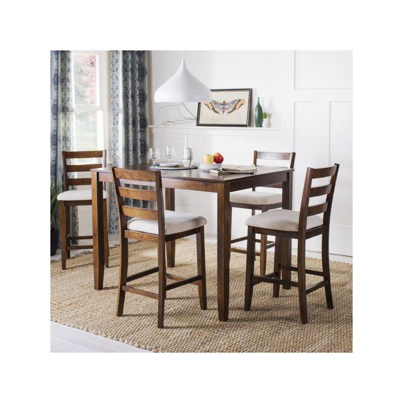 Transitional Brown Wood 5-Piece Pub Set with 4 Chairs