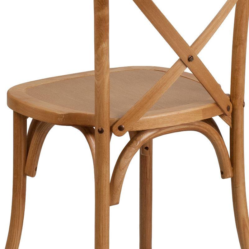 Oak Wood Cross Back Stackable Dining Chair