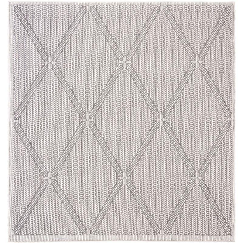 Elegant Gray Square Reversible Outdoor Rug 6'7" - Easy Care & Stain-Resistant