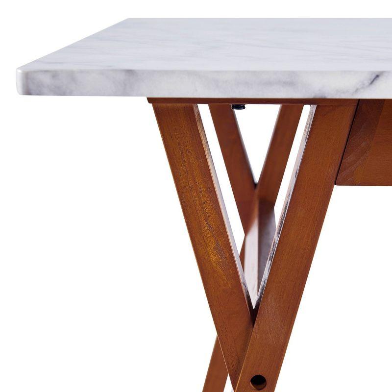 Ashton Rectangular Dining Table: Non-Extension, Trapezoid Base, Modern Style - Teamson Home