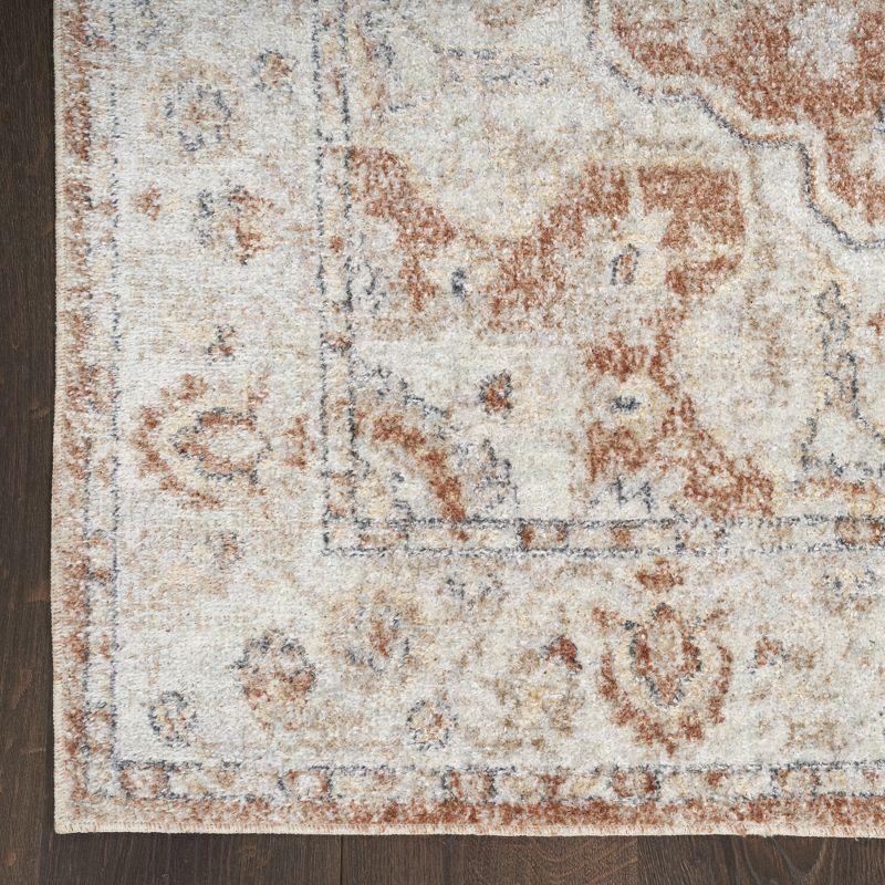 Nourison Astra Machine Washable Vintage Medallion Indoor Bathroom, Kitchen Area Rug Gold/Multicolor 3'3" x 5'