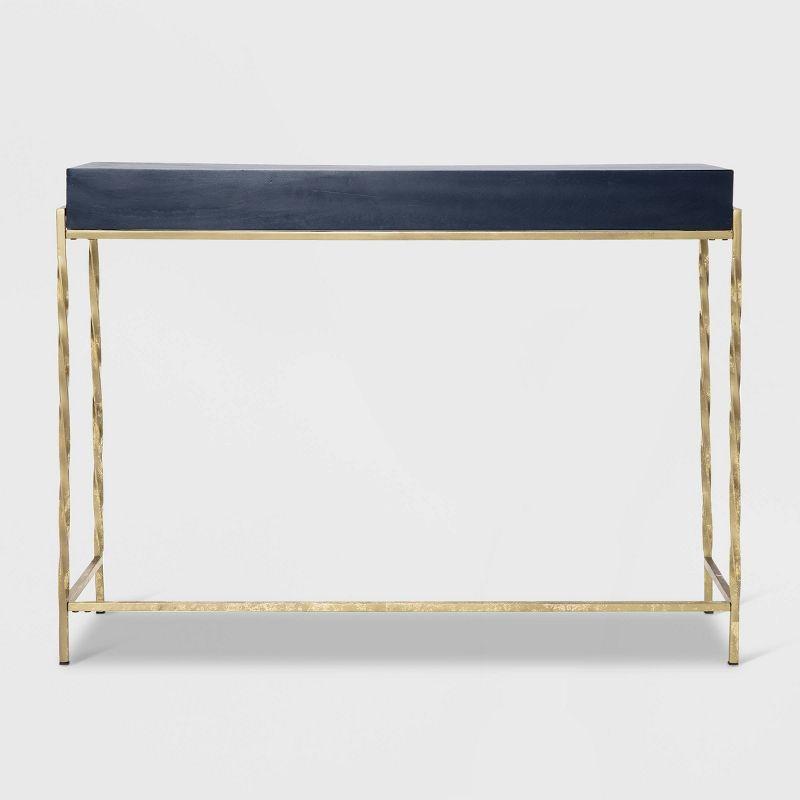 Jolie Modern Living Room Console Table Navy Blue/Gold - Adore Decor: Chic 2-Drawer Design, Glossy Finish, Metal Frame