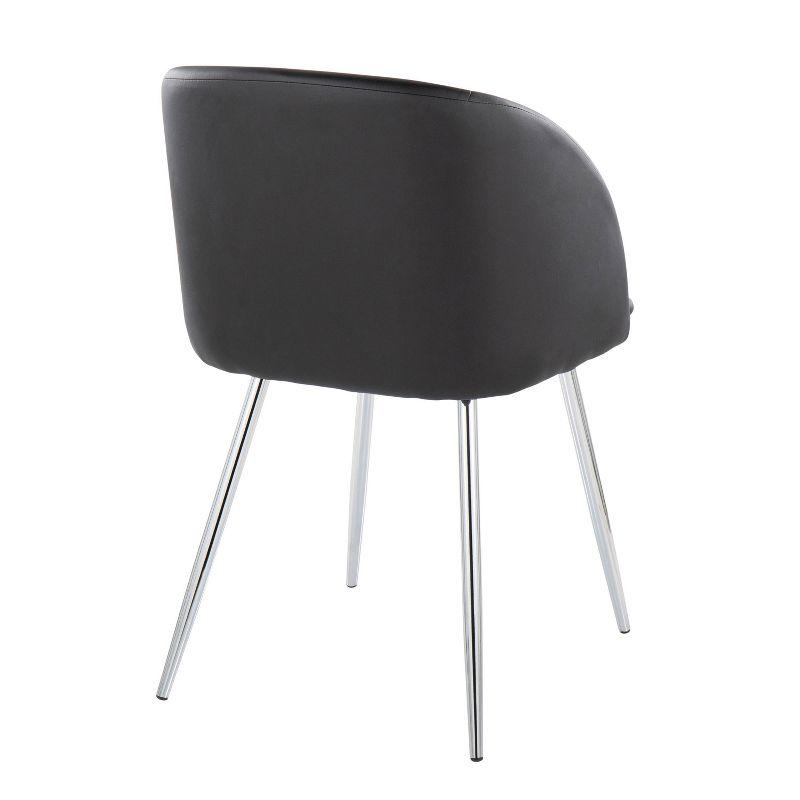 Set of 2 Fran Dining Chairs Chrome/Black - LumiSource: Upholstered, Metal Legs, Contemporary Style