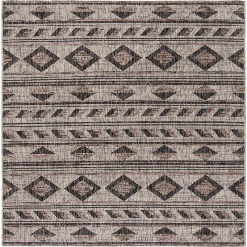 Courtyard CY8529 Power Loomed Indoor/Outdoor Area Rug - Grey/Black - 4'x4' - Safavieh.
