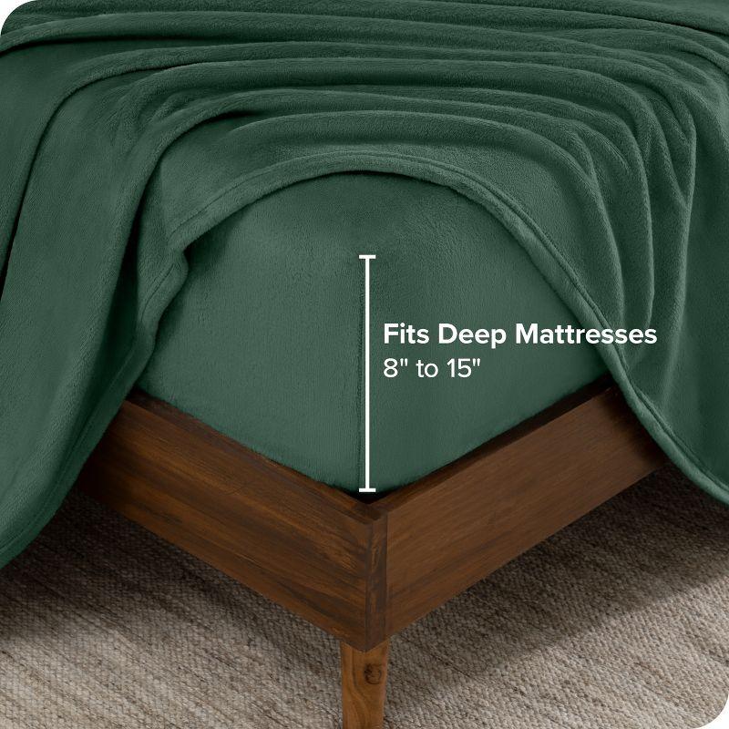 Velvety Soft Microplush Fleece Forest Green Queen Sheet Set by Bare Home