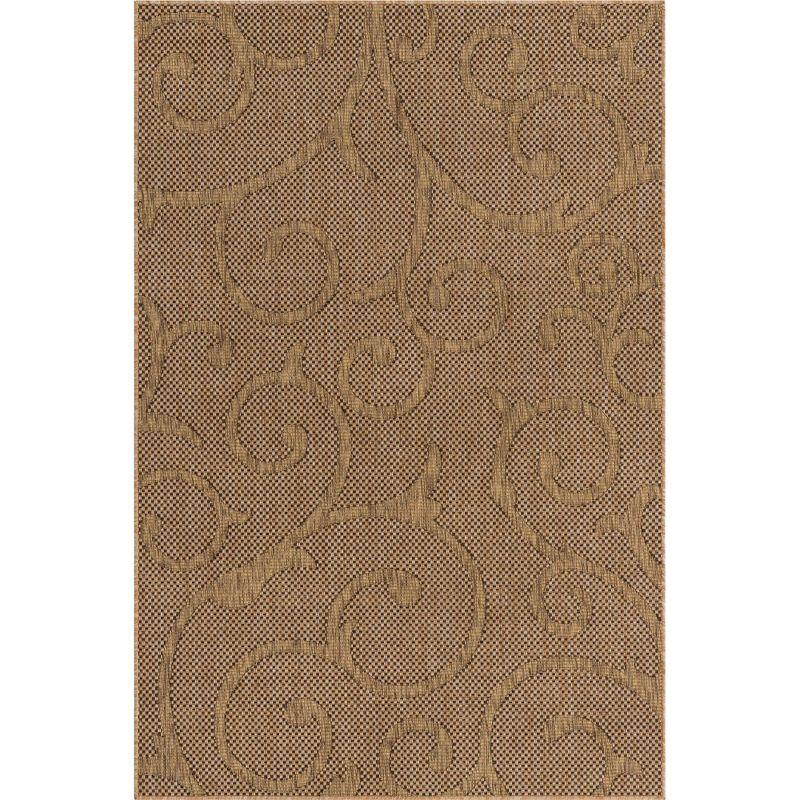 Unique Loom 5' 0 x 8' 0 Light Brown Outdoor Botanical Vine Area Rug